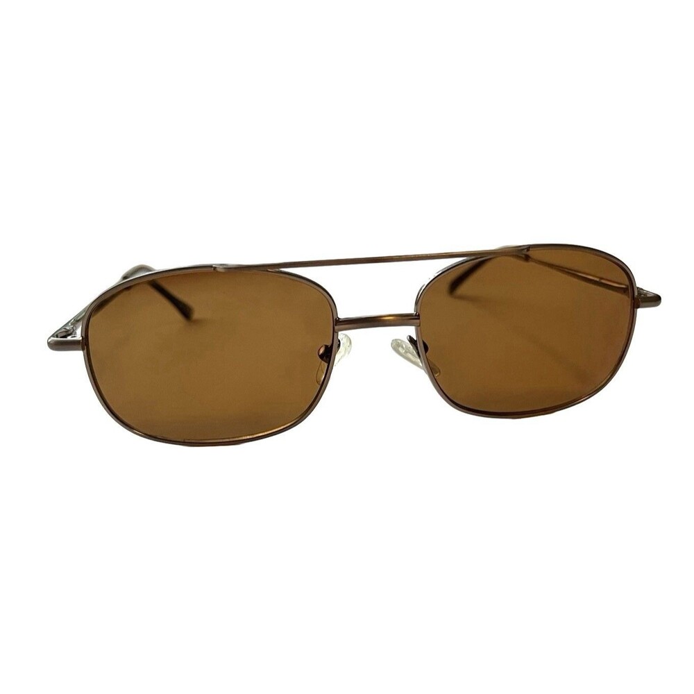Y2K Brown Sunglasses Double Bridge Rectangle Metal Frame 90s Retro Indie Sleaze